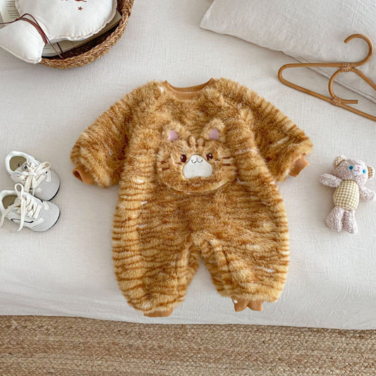 【BABY】韓国風キャット柄もこもこカバーオールSK102928
