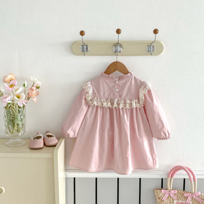 【BABY&KID】スタンドカラー花柄刺繍ワンピースSK011005