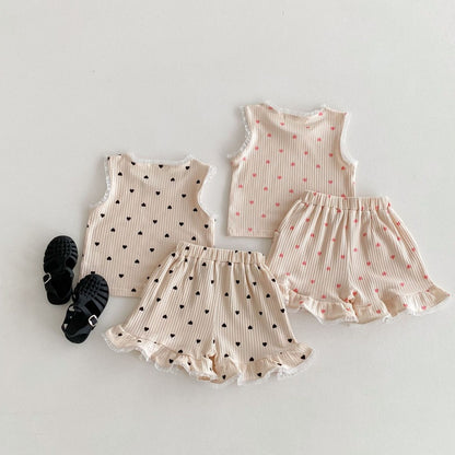 【BABY&KID】夏新作 レースハートセットアップSK080210