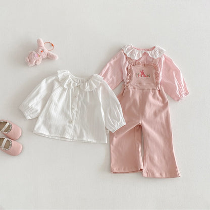 【BABY&KID】娃娃襟ブラウス、ピンクサロペットSK104317