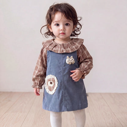 【BABY】チェックシャツ＆デニムジャンパースカートSK107806