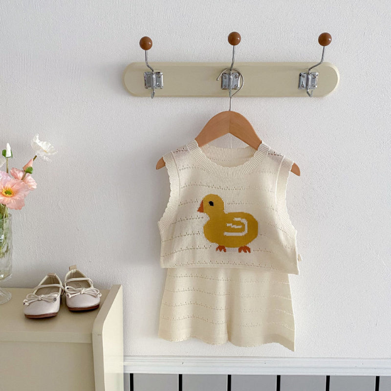 【BABY&KID】夏新作 カートゥーンニットノースリーブセットアップSK072007