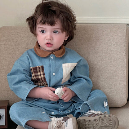 【BABY】カジュアル襟付き長袖カバーオールSK104301