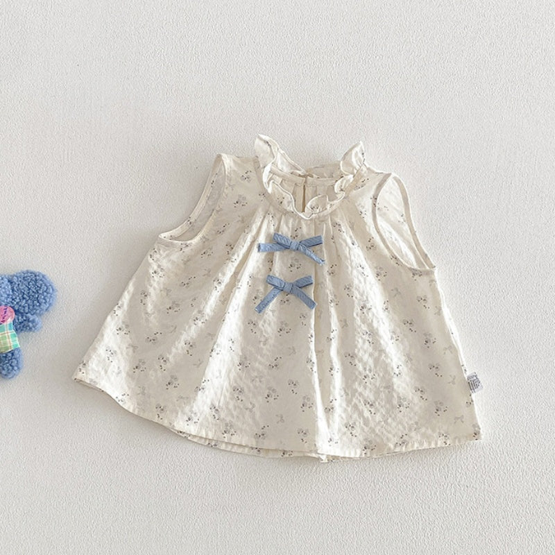 【BABY】夏新作小花柄ノースリーブトップス＆レース裾パンツSK104522