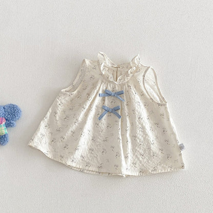 【BABY】夏新作小花柄ノースリーブトップス＆レース裾パンツSK104522