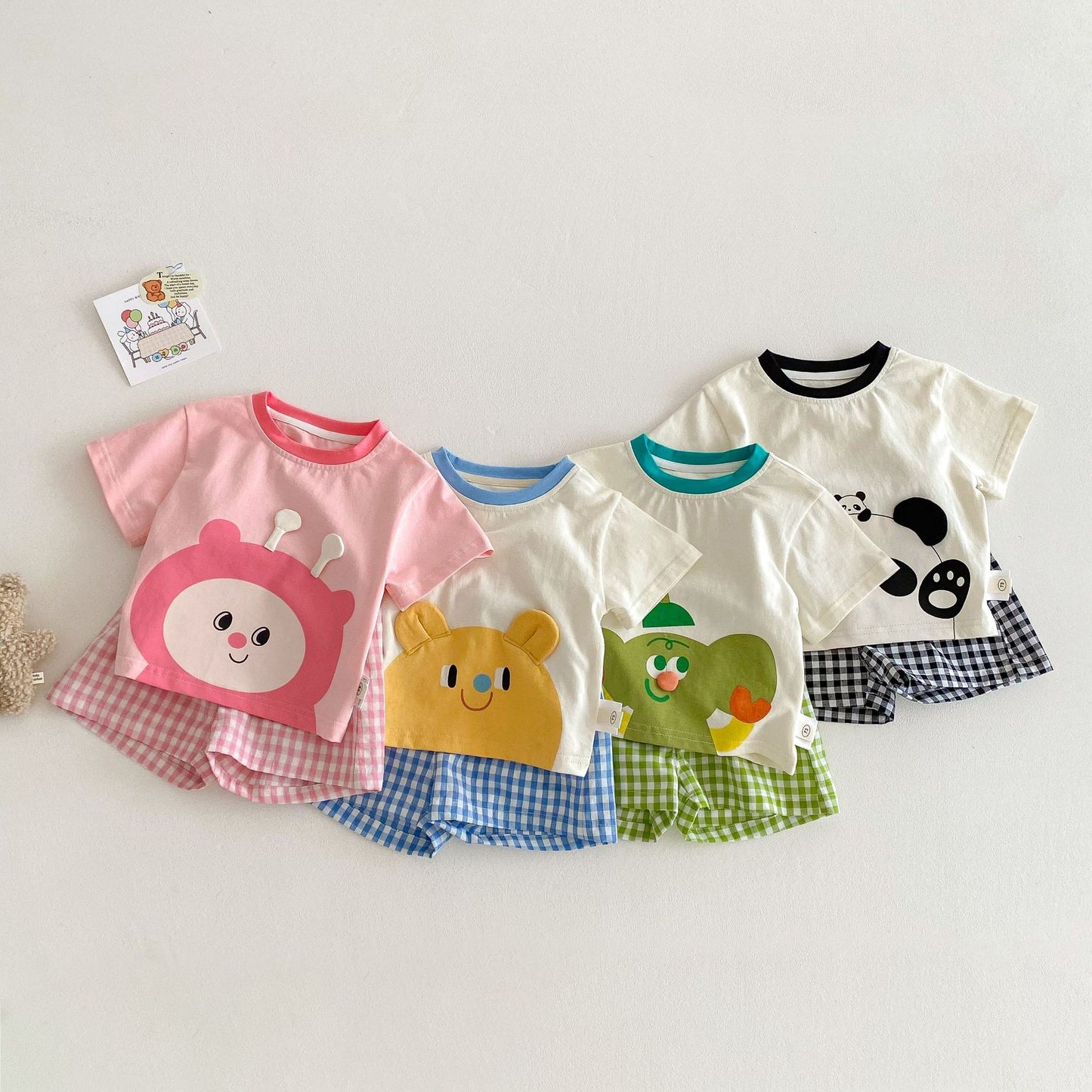 【BABY&KID】夏新作 カートゥーンＴシャツ&チェックパンツSK061803
