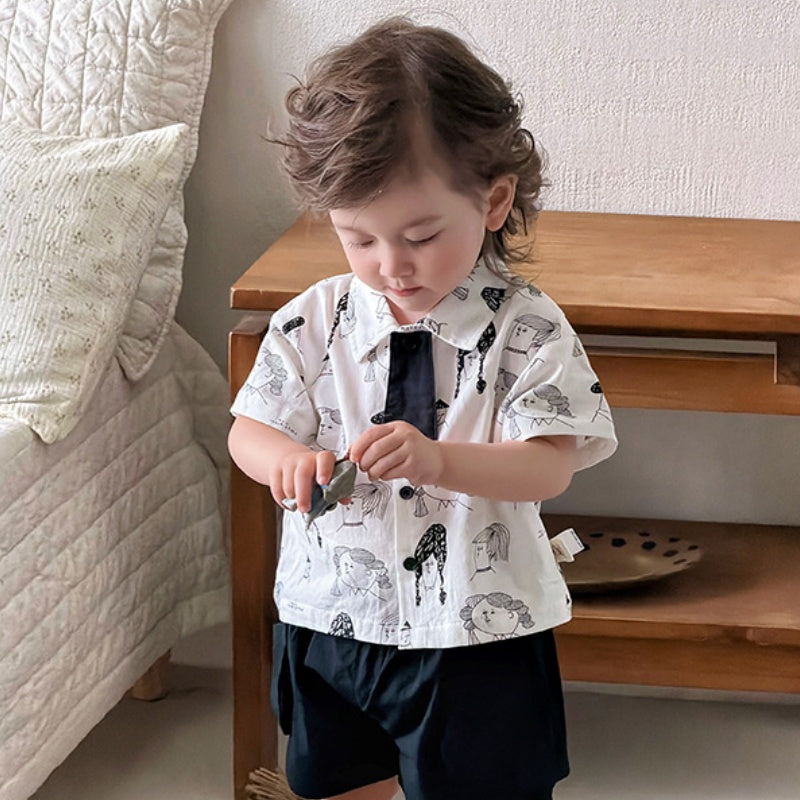 【BABY】夏新作コミックプリントシャツ、ワークショートパンツSK105322