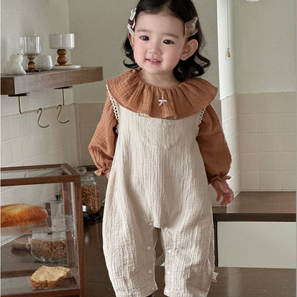 【BABY】やわらかギャザーサロペット、フリル襟ブラウスSK104305