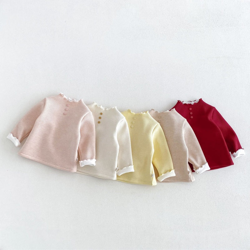 【BABY&KID】冬新作無地リブ裏起毛トップスSK108511