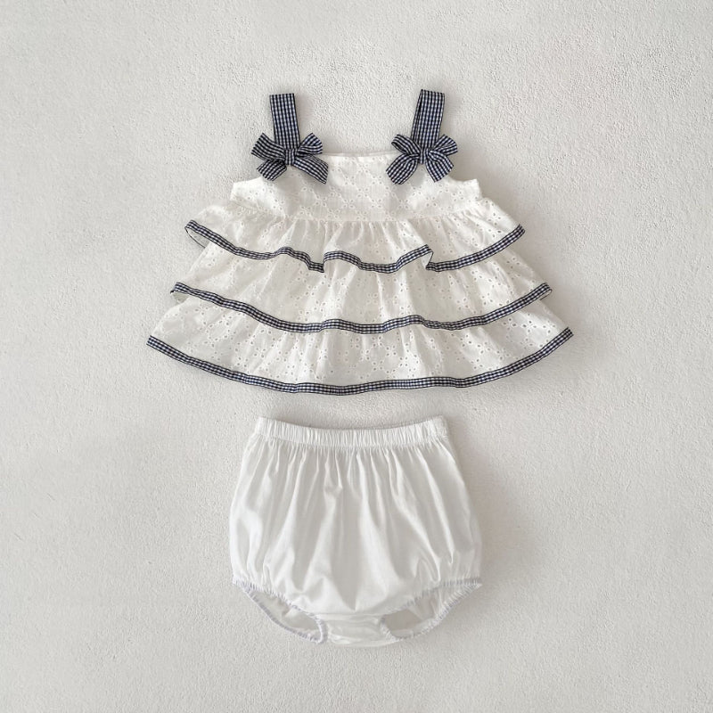 【BABY&KID】夏新作 可愛い刺繍キャミトップス＆ショートパンツSK080114