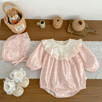 【BABY】スイートチェックロンパース＆帽子SK104106