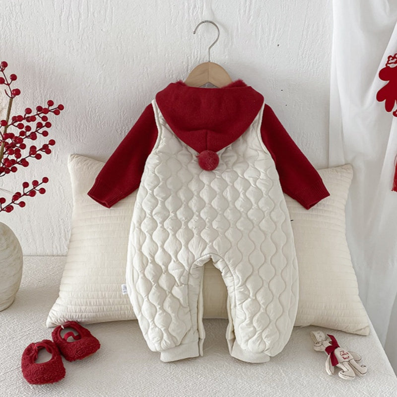 【BABY】冬新作キルティングわんちゃんカバーオール、フード付きニットSK103110