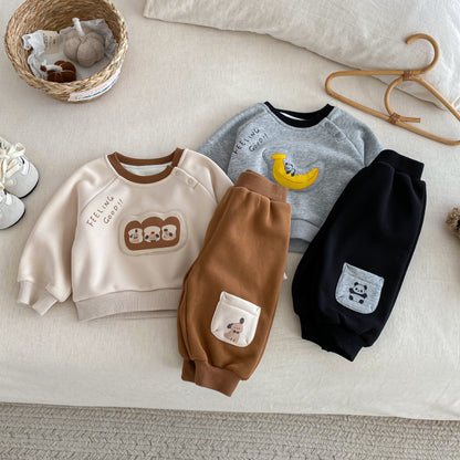 【BABY&KID】冬新作 カートゥーン裏起毛セットアップSK102015