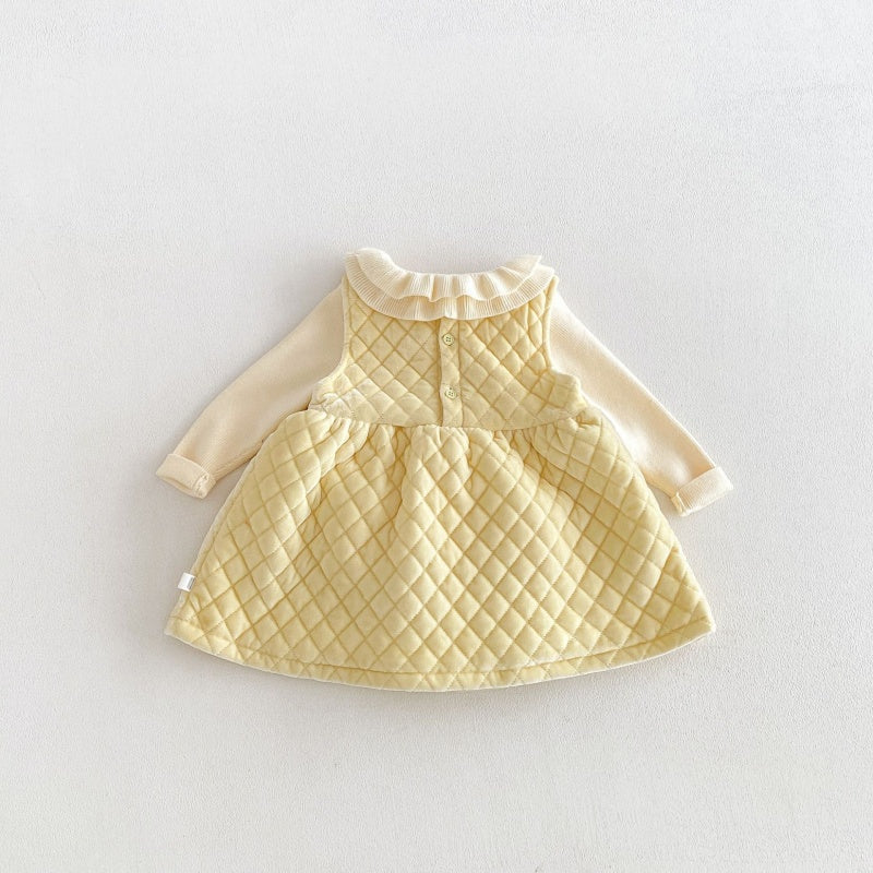 【BABY&KID】ベルベットハート刺繍ワンピース、フリル襟ニットSK108111