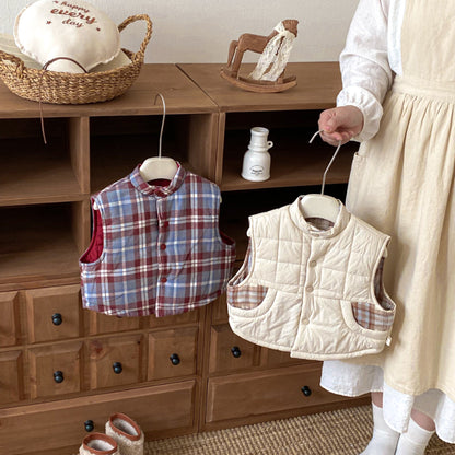 【BABY&KID】冬新作刺繍カートゥーンリバーシブルベストSK102517