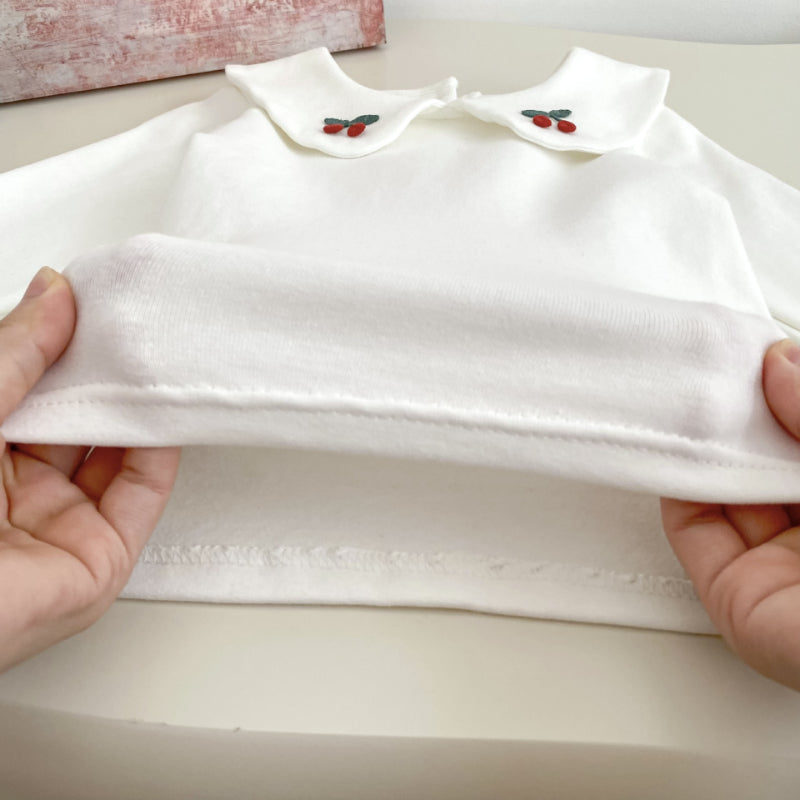 【BABY&KID】学院風チェックワンピース、さくらんぼ刺繍襟ＴシャツSK100842
