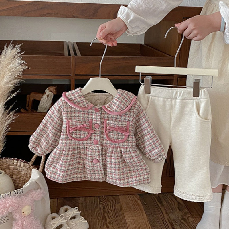 【BABY】冬新作チェック柄ウール中綿コートSK102722