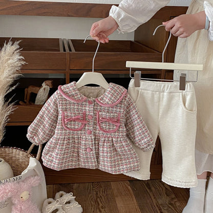 【BABY】冬新作チェック柄ウール中綿コートSK102722