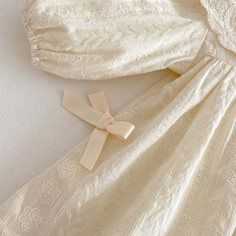 【BABY&KID】襟付きジャカード長袖ワンピースSK104320