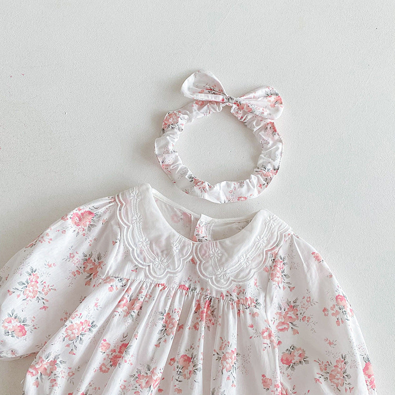 【姉妹服】ナチュラル花柄ロンパース、ワンピースSK101119