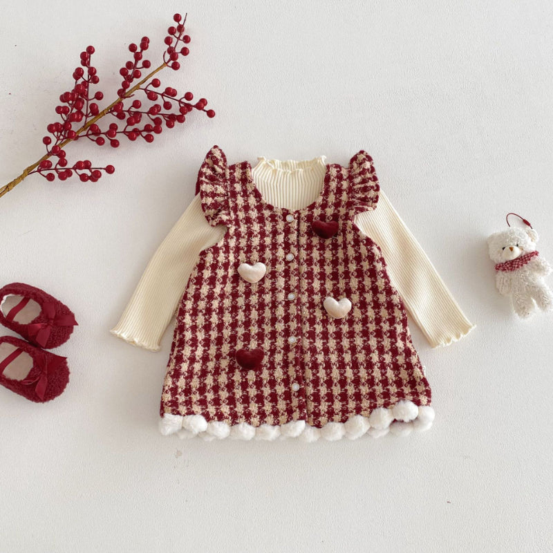 【BABY&KID】冬新作千鳥格ハートワンピースSK103034