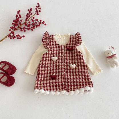 【BABY&KID】冬新作千鳥格ハートワンピースSK103034