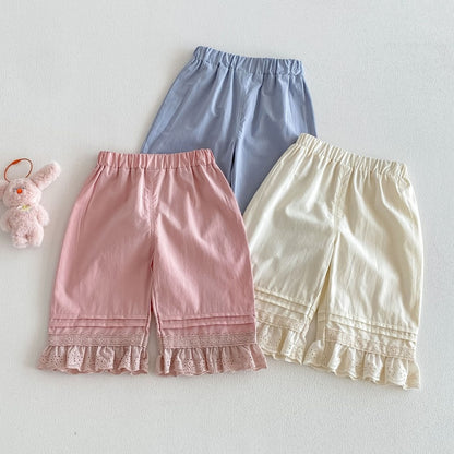 【BABY&KID】夏新作 無地レース裾パンツSK105213