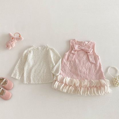 【BABY&KID】ジャカード蝶結びノースリーブワンピースSK104319