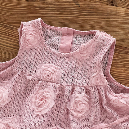 【BABY】ローズレースロンパース2点セットSK100803