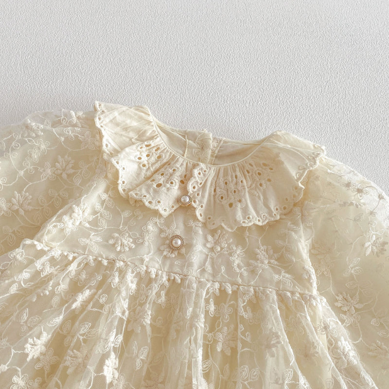 【BABY】フラワー刺繍レースロンパースSK103605