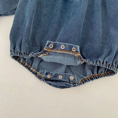 【BABY】レースフリルデニムロンパースSK104102