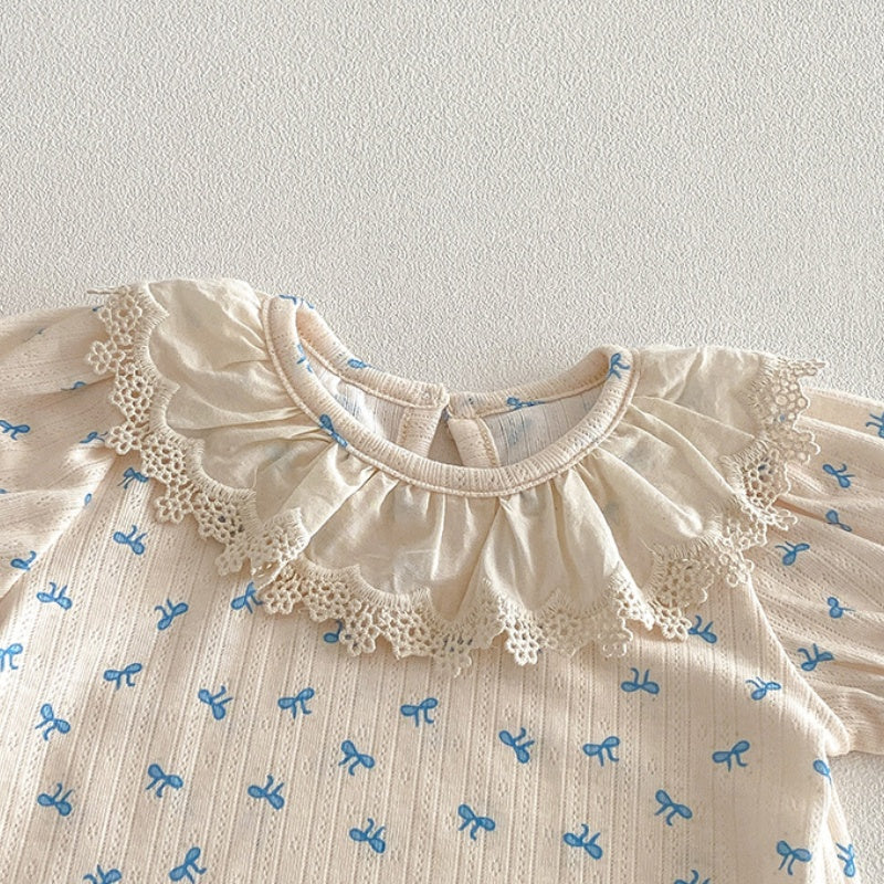 【BABY】夏新作総柄蝶結びTシャツ＆サロペットロンパースSK104511