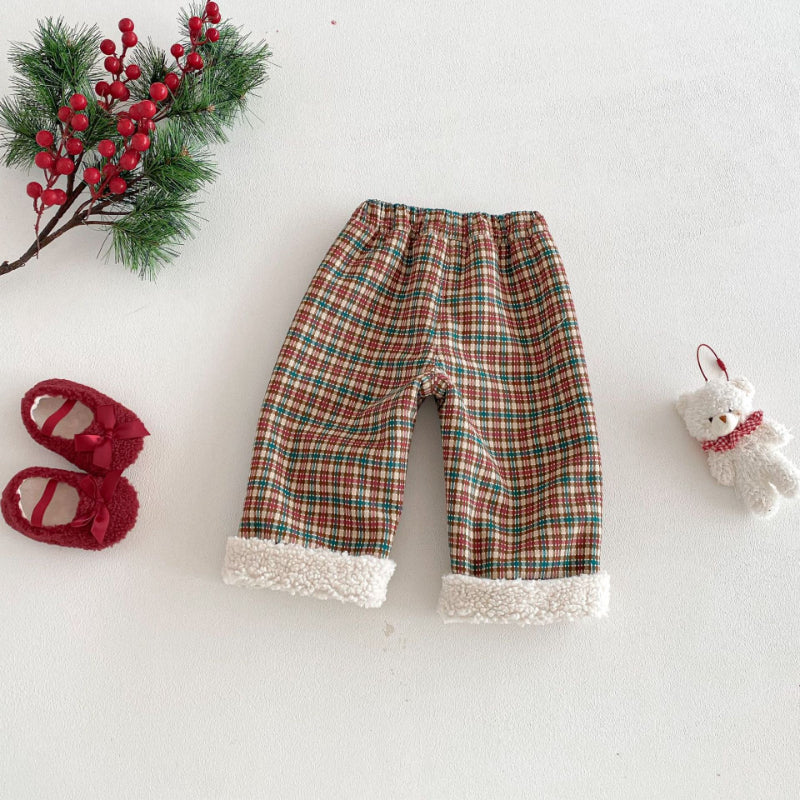 【BABY&KID】冬新作韓国風チェックあったかパンツSK103018