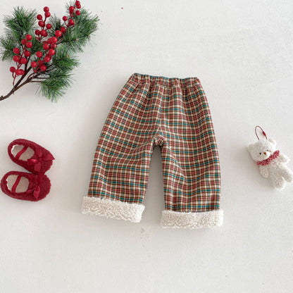 【BABY&KID】冬新作韓国風チェックあったかパンツSK103018