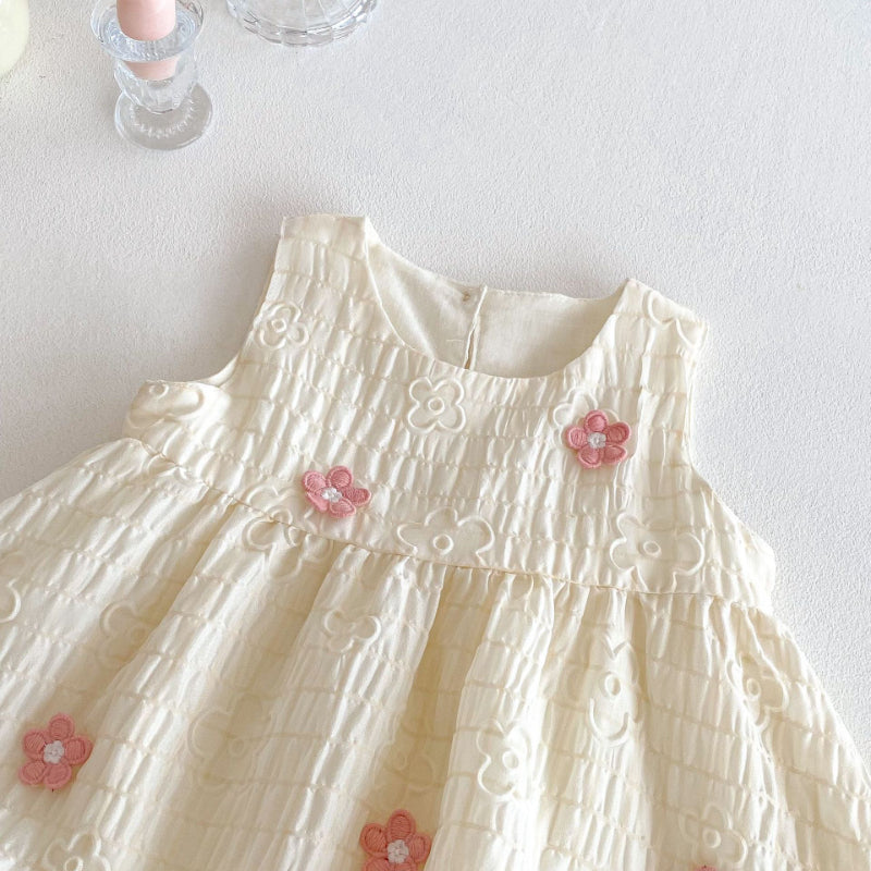【BABY&KID】夏新作 立体フラワーノースリーブワンピースSK070507