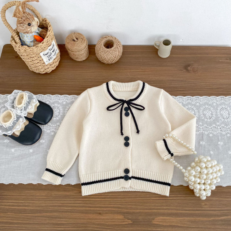 【BABY&KID】リボン付きニットカーディガンSK092724