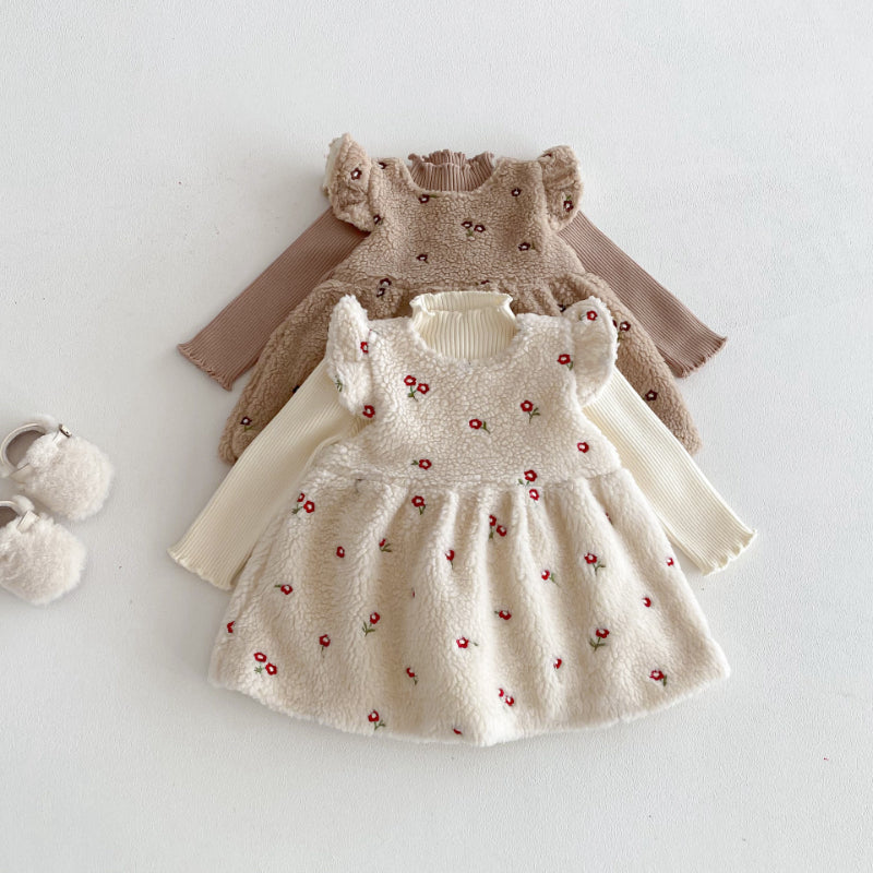 【BABY&KID】冬新作刺繍裏起毛ワンピースSK102905