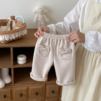 【BABY&KID】冬新作蝶結びコーデュロイあったかパンツSK102528
