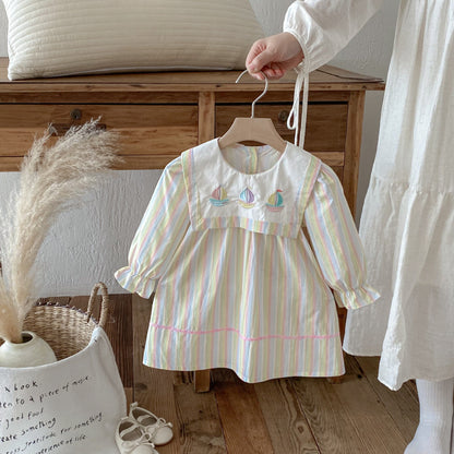 【BABY&KID】カラフル帆船刺繍ワンピースSK011020