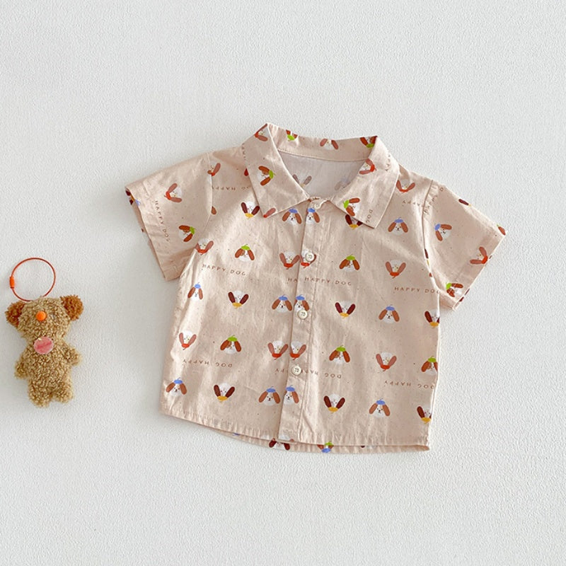 【BABY】夏新作わんちゃん総柄シャツ＆ショートパンツSK104519