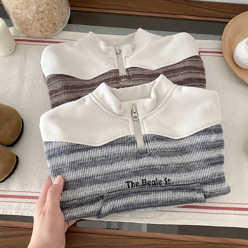 【BABY】冬新作ボーダー裏起毛スウェットSK102728