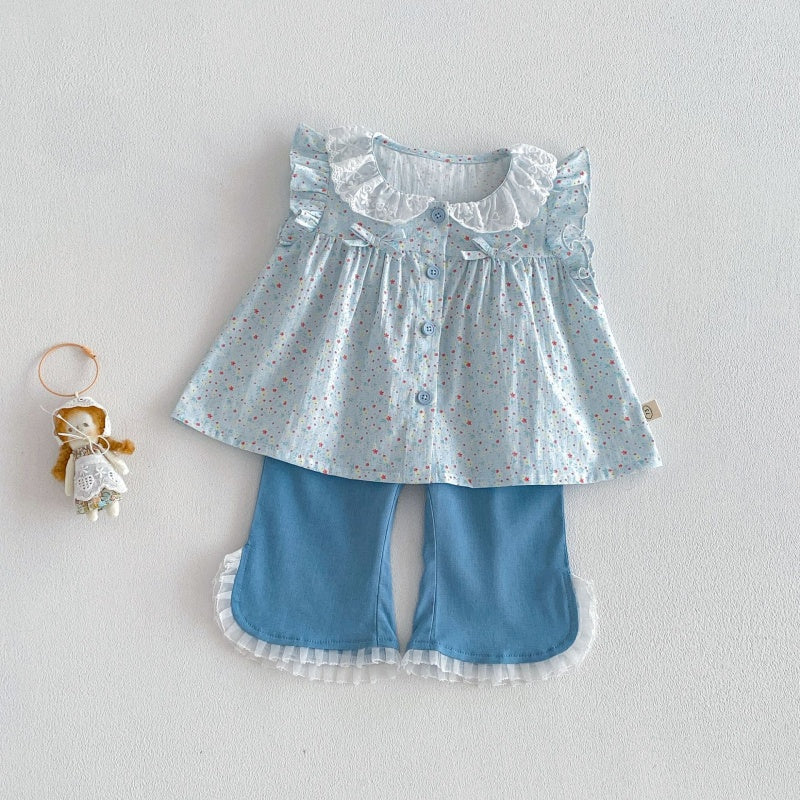 【BABY&KID】夏新作小花柄フリルスリーブブラウスSK105519