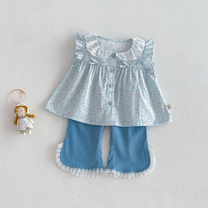 【BABY&KID】夏新作小花柄フリルスリーブブラウスSK105519