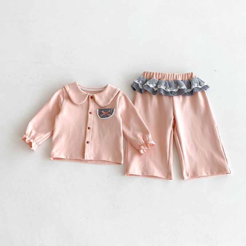 【BABY&KID】長袖ガールシャツ＆フレアパンツSK092438