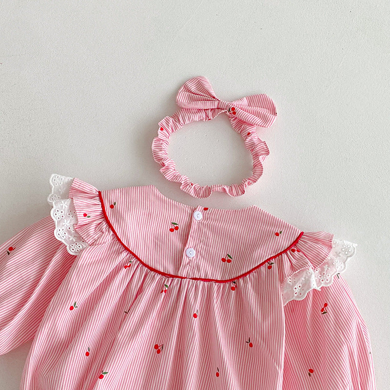 【姉妹服】さくらんぼ柄ロンパース、ワンピースSK101122