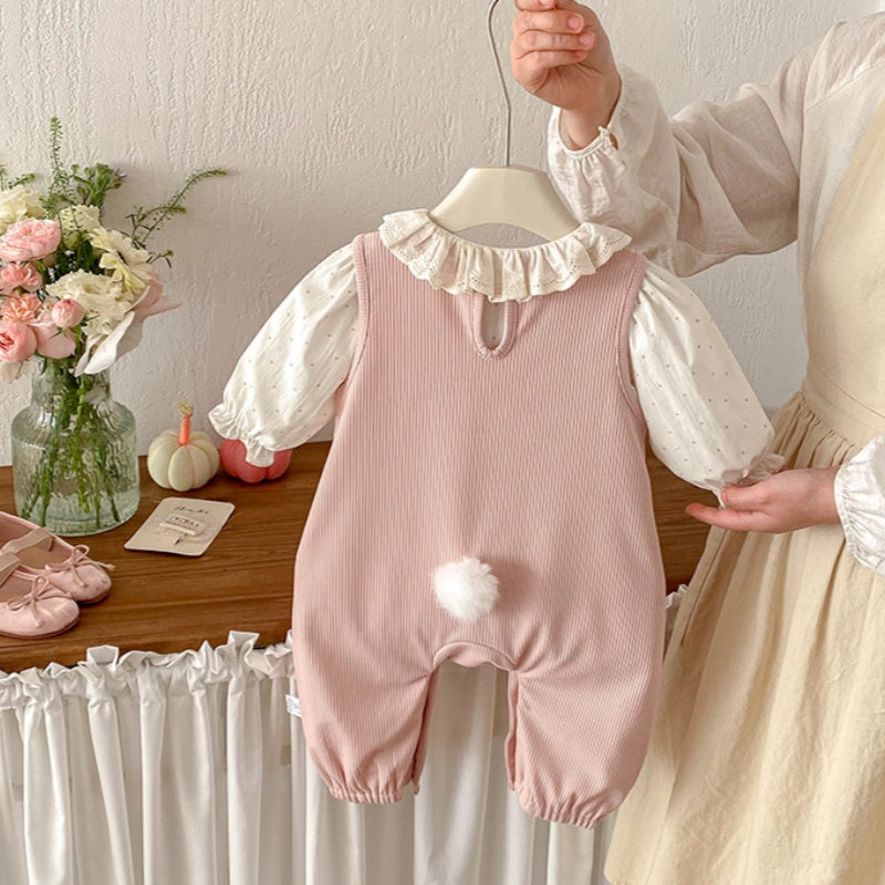 【BABY】おしゃれうさぎロンパース、カバーオール、ドットガールシャツSK103716