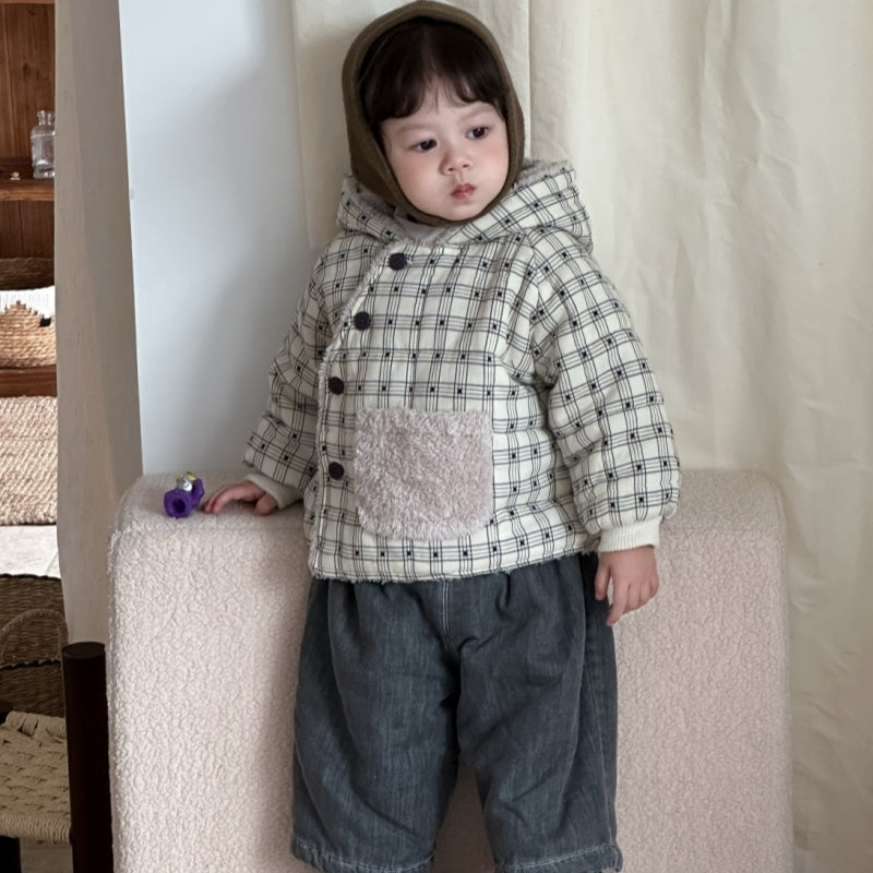 【BABY&KID】冬新作チェックフード付きジャケットSK103126