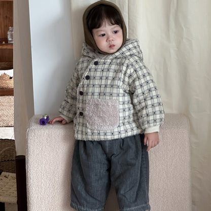 【BABY&KID】冬新作チェックフード付きジャケットSK103126