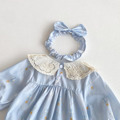 【姉妹服】バルーン刺繍襟ロンパース、ワンピースSK101116