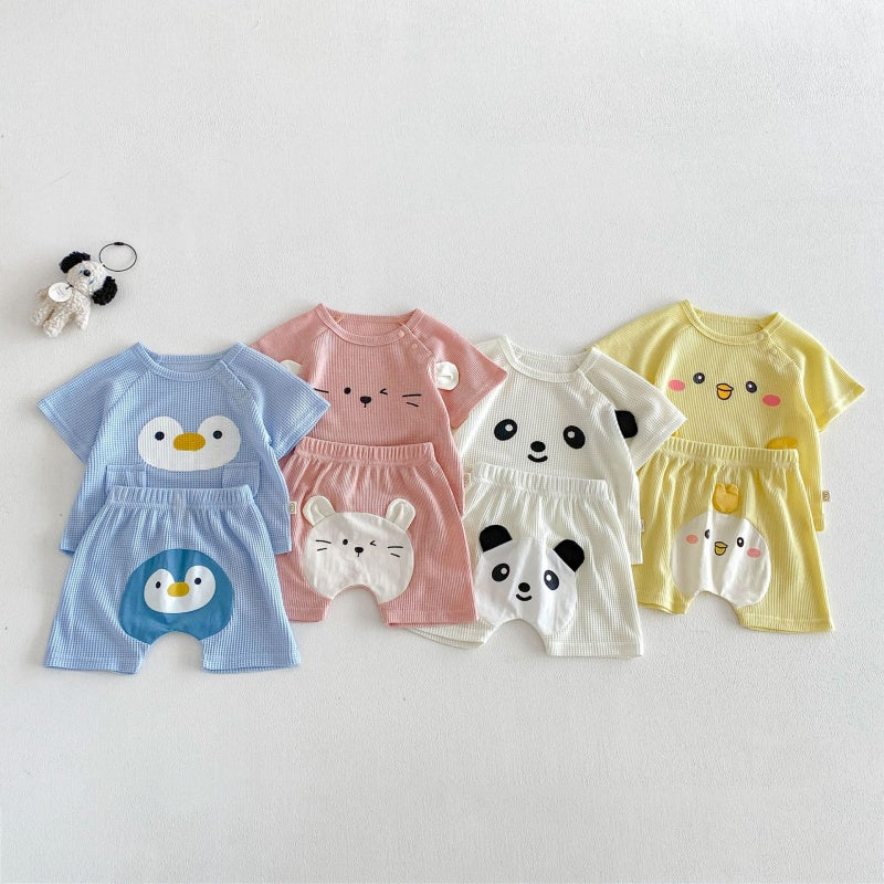 【BABY&KID】夏新作ワッフルカートゥーンセットアップSK105603